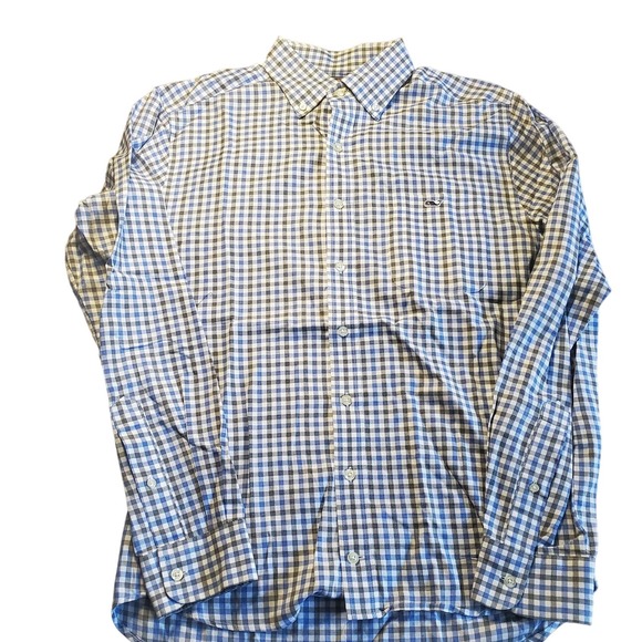 Vineyard Vines Other - Vineyard Vines Mens Shirt Med Blue Gingham Button‎ Front Whale Shirt